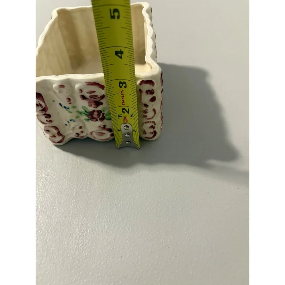 VTG Made in‎ Japan Floral Ceramic Planter Scalloped Rectangular Footed Pot
